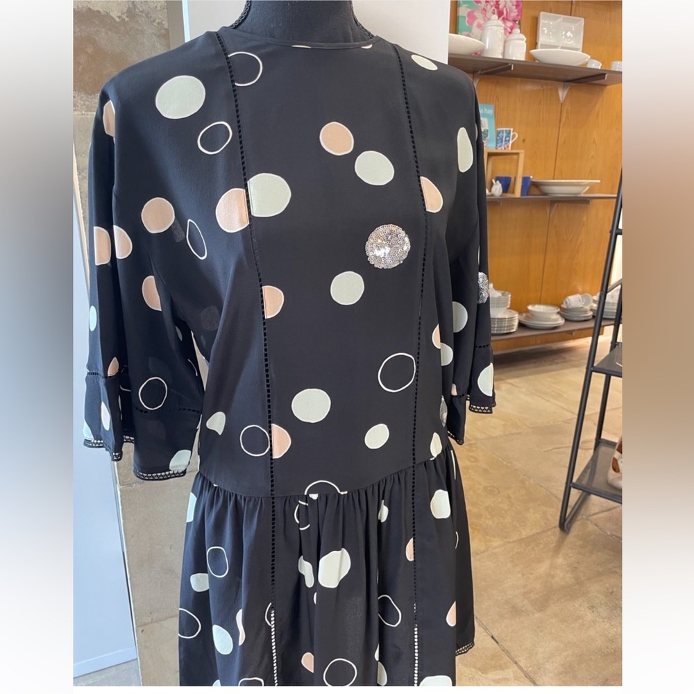 Sass & Bide Black Dress with Cream, Mint and Sequin Dots
